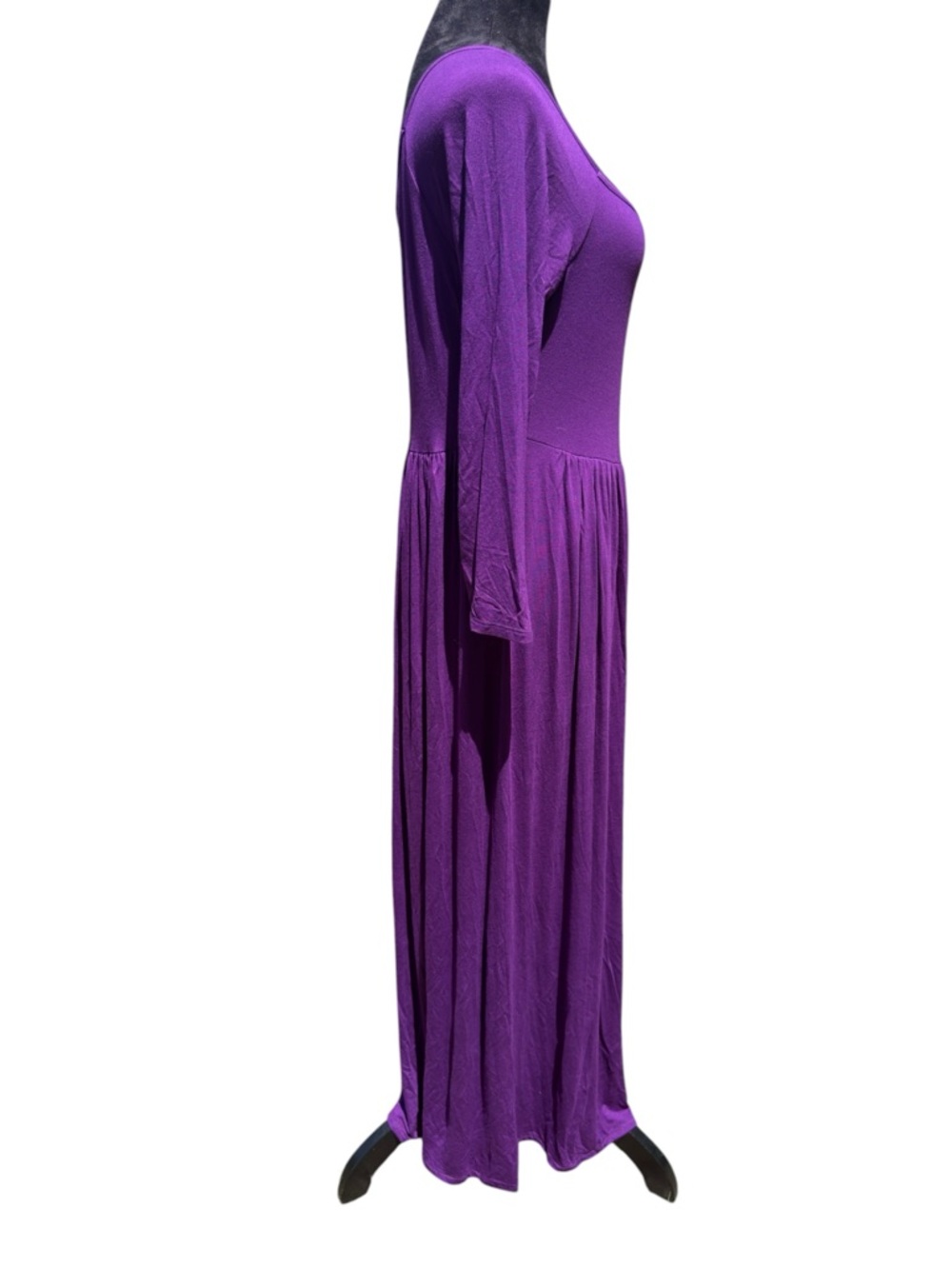 NWT 24seven Comfort Apparel Purple Maxi Dress L Empire Waist Long Sleeve Boho - Picture 6 of 12